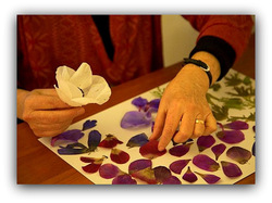 אומנות שימושית בעבודת יד מפרחים ועלים מיובשים. כרטיסי ברכה, שלטים, תמונות ועוד. 